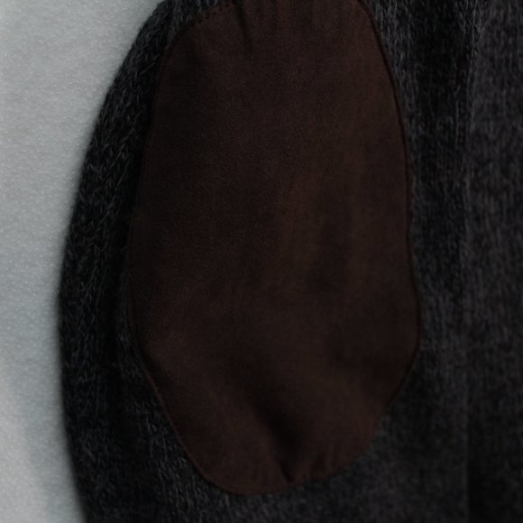 Chaps Sweater Men's XL Gray Long Sleeve Elbow Patches - Picture 2 of 10